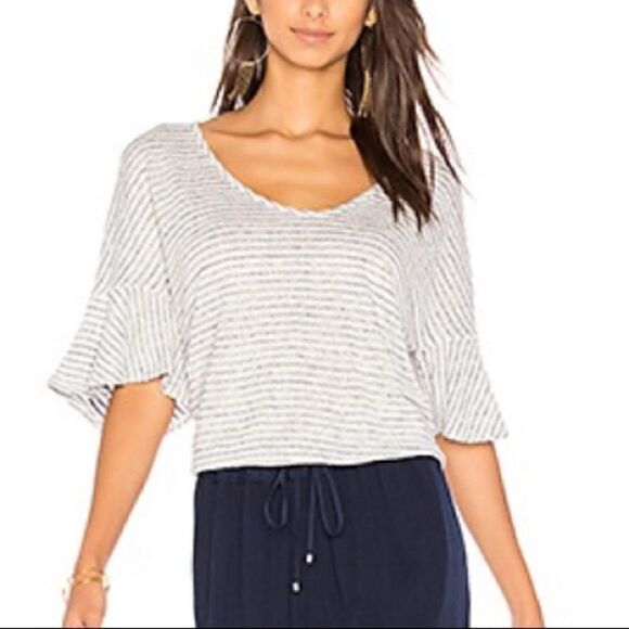 Splendid Small stripe blouse w ruffle bell sleeves - Picture 1 of 4